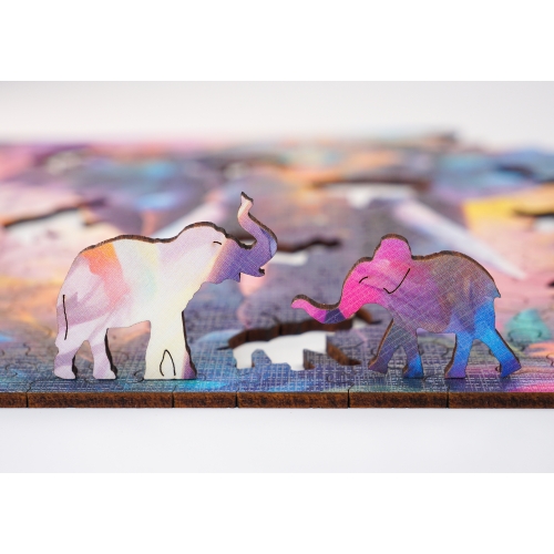 Puzzle Drewniane 25 x 25 cm SŁOŃ 145 Elementów Układanka Drewniana